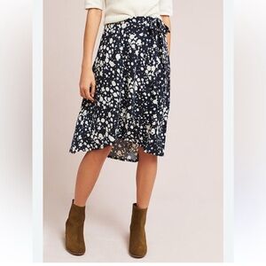 Maeve Faux Wrap Navy Confetti Knot polka dot feminine Skirt M